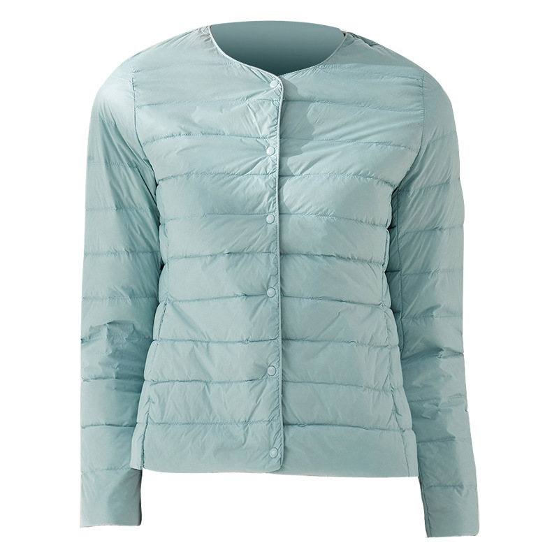 2024 New Down Jacket Women's Lightweight Short Round Neck White Duck Down Liner Korean Style Fashionable All-match Cross-border Jacket