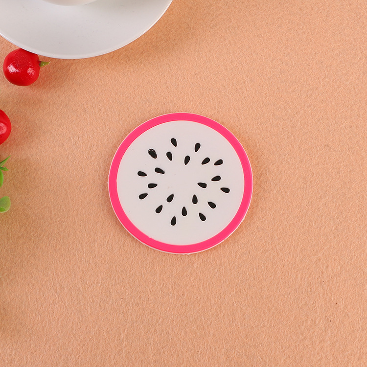 in stock Cartoon Soft Glue Fruit Cup Mat Round Bowl Mat Heat Insulation Mat Silicone Cute Custom Large Placemat Drain Mat