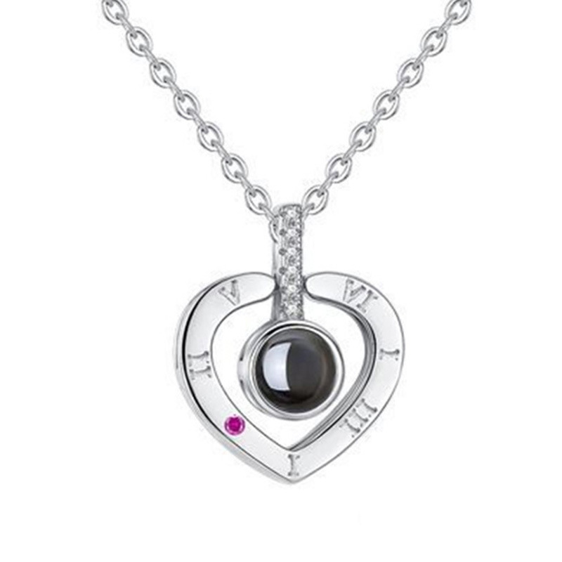Korean fashion heart projection 100 language I love you pendant short necklace ladies all-match clavicle chain jewelry