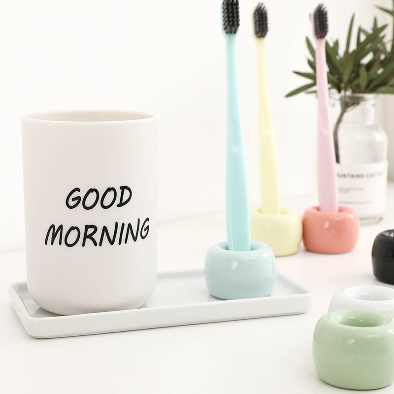 Japanese Style Ceramic Toothbrush Holder Storage Rack Toothbrush Base Nordic Style Home Trembling Tone Storage Toothbrush Holder