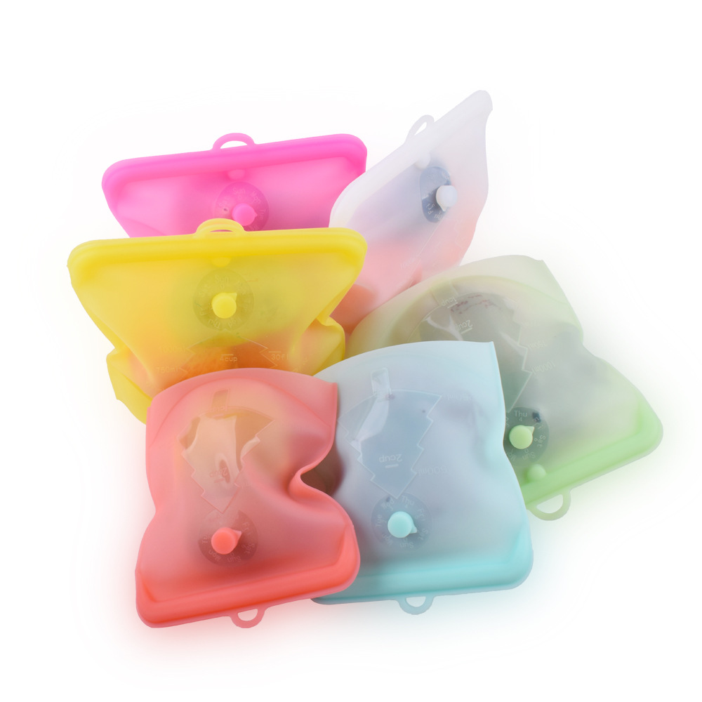 No tie bar with date pointer food grade silicone fresh-keeping bag food packaging self-sealing bag storage bag