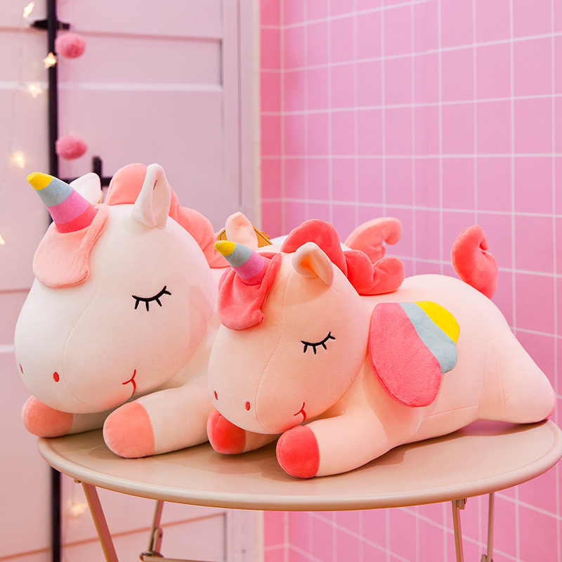 レインボーユニコーンぬいぐるみクリエイティブ枕人形人形ソフトぬいぐるみおもちゃかわいい Unicornio 枕人形|undefined