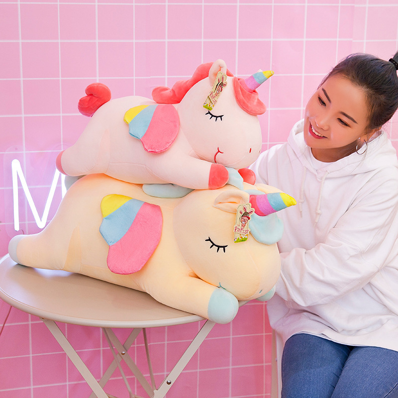 レインボーユニコーンぬいぐるみクリエイティブ枕人形人形ソフトぬいぐるみおもちゃかわいい Unicornio 枕人形|undefined