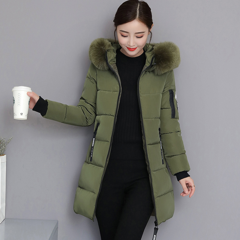 2023 Cotton-padded Jacket Women's Long Slim Fit Slimming Cotton-padded Jacket Coat Large Size Wool Collar Thickened Large Size Cotton-padded Jacket Ti_voghion.com
