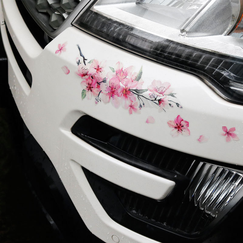 クリエイティブユニークな車のドアスクラッチカバーステッカー桜の花のデザイン装飾アクセサリーバンパーライト眉毛デカール|undefined