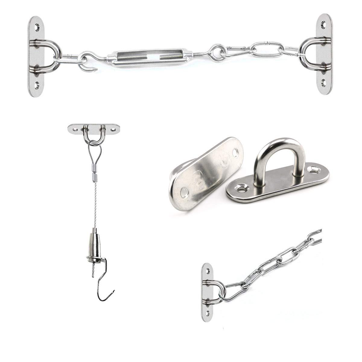 Stainless steel rigging eye plate Oval buckle with screw fixed buckle chandelier hanger flower basket diamond buckle spring hook wholesale