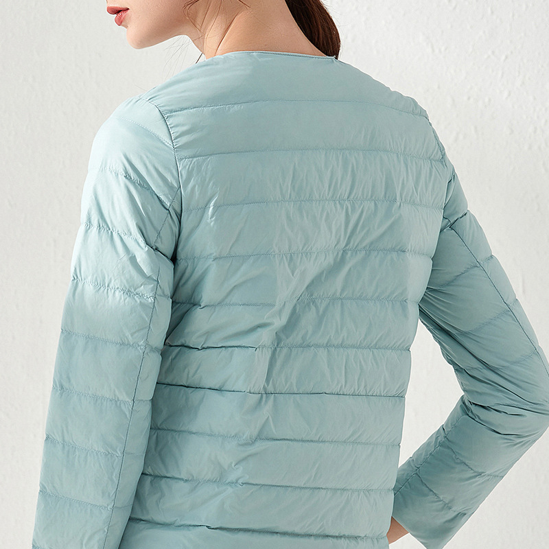 2024 New Down Jacket Women's Lightweight Short Round Neck White Duck Down Liner Korean Style Fashionable All-match Cross-border Jacket