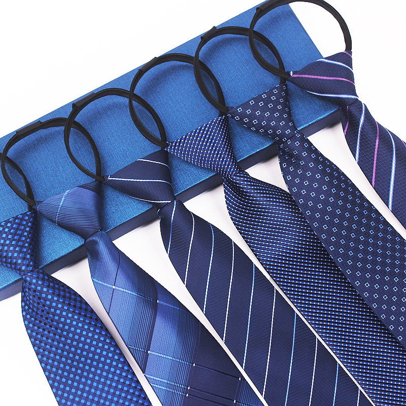 Men's professional tie 8CM lazy zipper knot-free tie 7cm easy pull business formal wear work wholesale