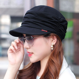 Hat Korean-style Spring and Autumn Casual All-match Mom Hat Retro Elegant Fashion Soft-brim Pleated Duck Tongue Dome Cloth Hat