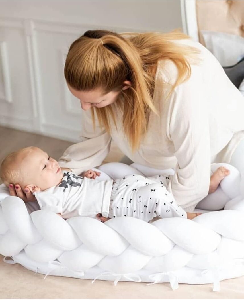 Cotton woven folding portable crib bed bionic removable and washable manual fence three-dimensional protective crib