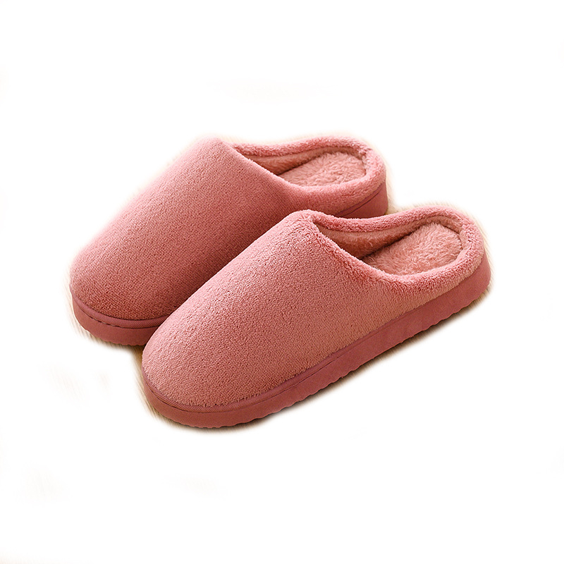 Winter solid color coral velvet cotton slippers home warm floor non-slip confinement half pack and couple cotton slippers wholesale for women