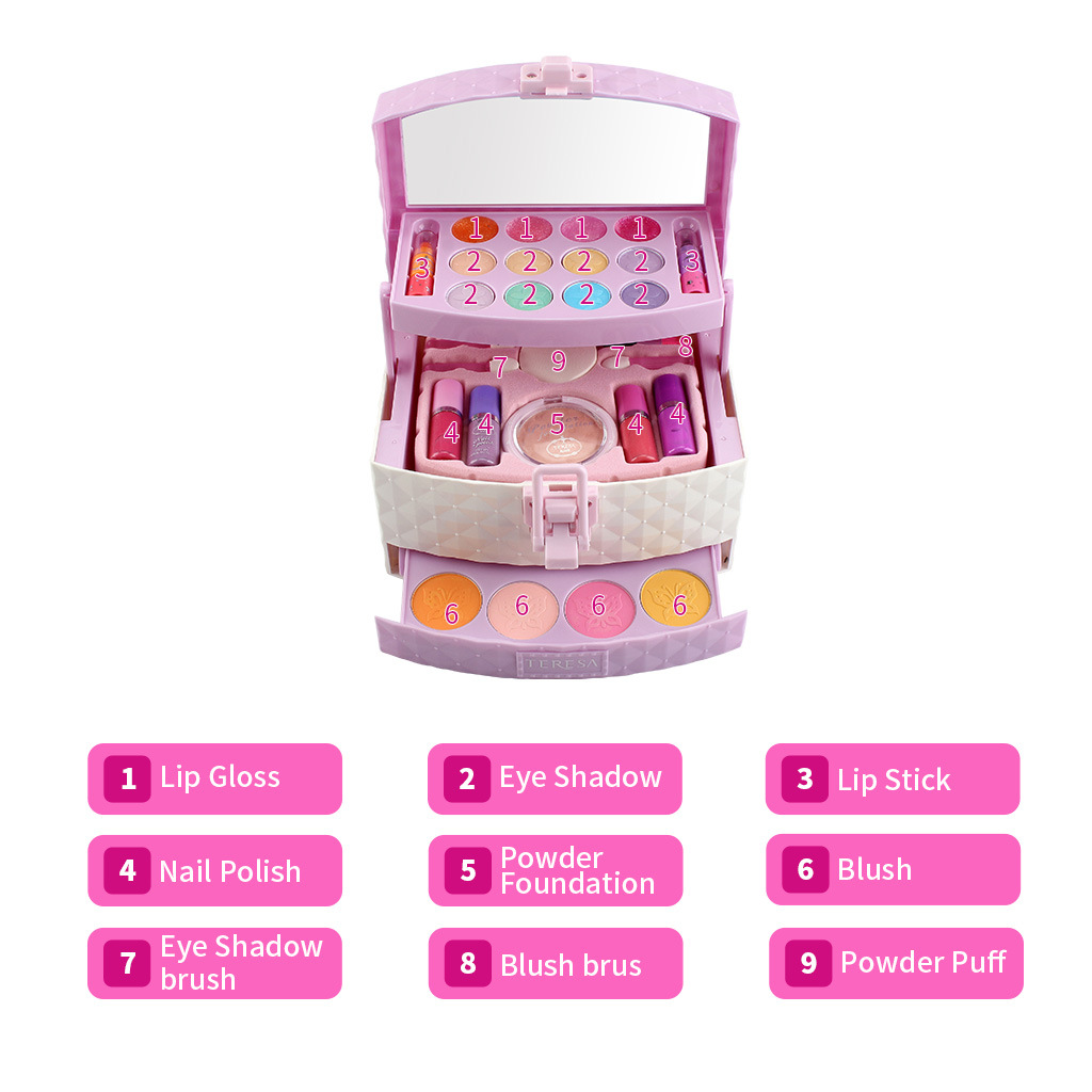 Children's cosmetics dressing makeup toys washable nail polish manicure girl play house mini cosmetic case