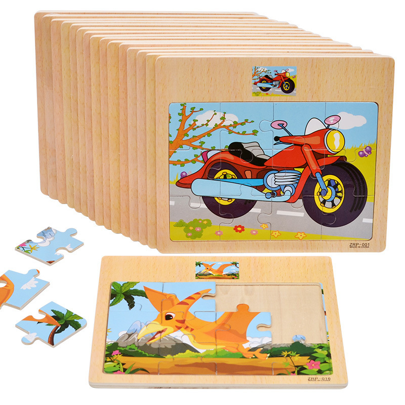 Wholesale Wooden 12 Pieces Puzzle Puzzle Puzzle Toys for Infants and Young Children Early Education Animal Traffic Wooden Puzzle Toys