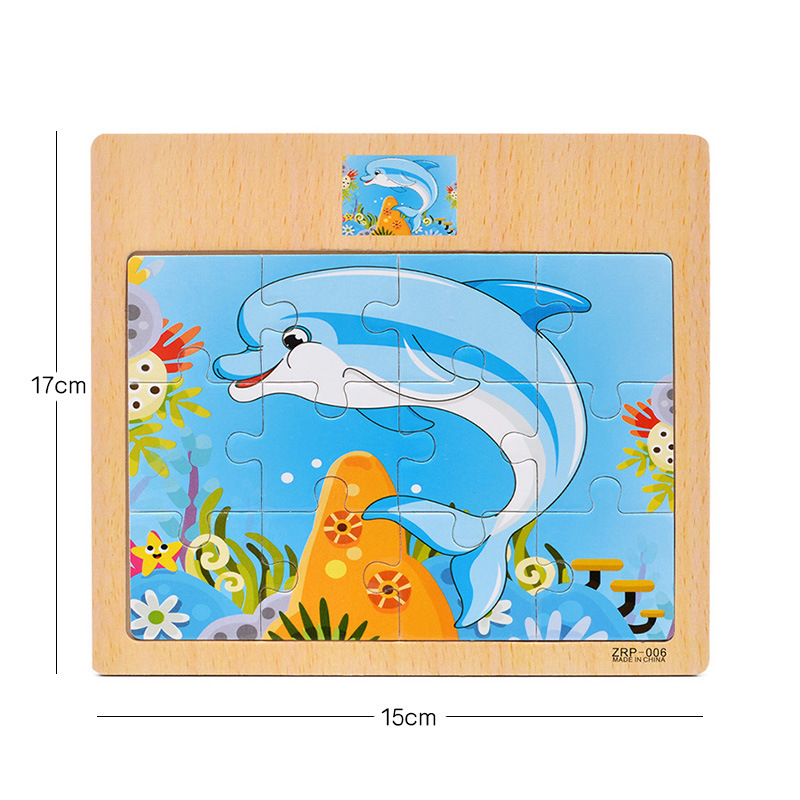 Wholesale Wooden 12 Pieces Puzzle Puzzle Puzzle Toys for Infants and Young Children Early Education Animal Traffic Wooden Puzzle Toys