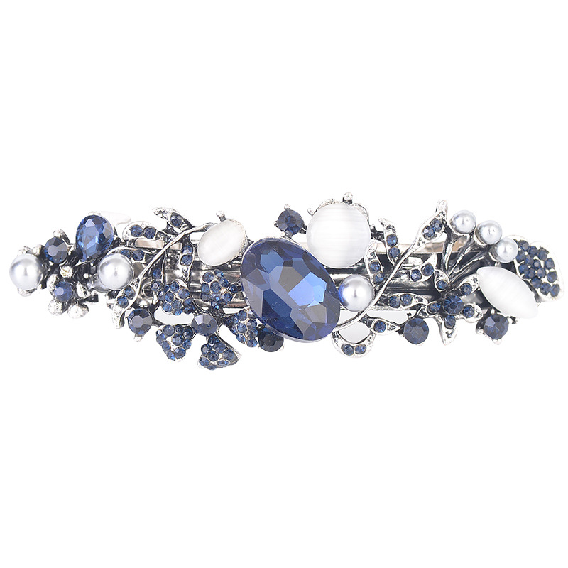 Yisiya women's fashion hairpin hair accessories Korean style elegant dark blue diamond top clip spring clip headdress factory direct sales