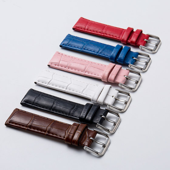 High-quality leather watch strap calf leather watch strap bamboo pattern color strap pin buckle watch strap watch accessories
