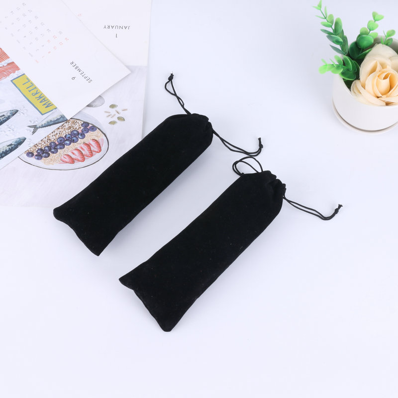 10x 30cm black flannel bag flannel beveled straw storage gift packaging bag small jewelry cloth bag can be printed