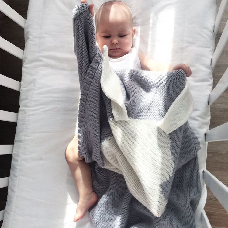 亚马逊iNS风兔耳朵毯子立体兔子毛毯儿童针织盖毯婴儿宝宝抱毯