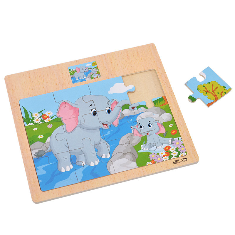 Wholesale Wooden 12 Pieces Puzzle Puzzle Puzzle Toys for Infants and Young Children Early Education Animal Traffic Wooden Puzzle Toys