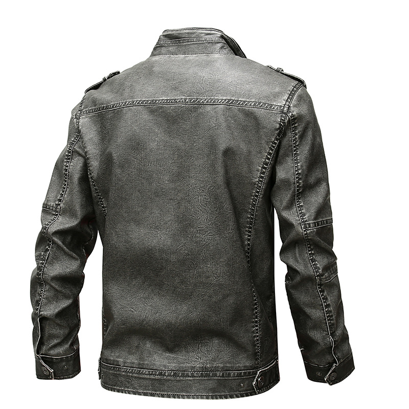 Foreign trade men's leather clothing European and American fashion large size men's locomotive PU leather clothing men plus velvet leather clothing factory direct sales