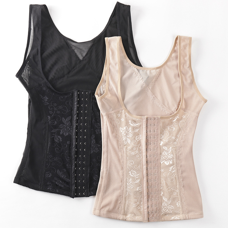 Cross-border spot 3 rows 17 buckle steel bone lace breathable thin waist correction shaping waist body shaping vest