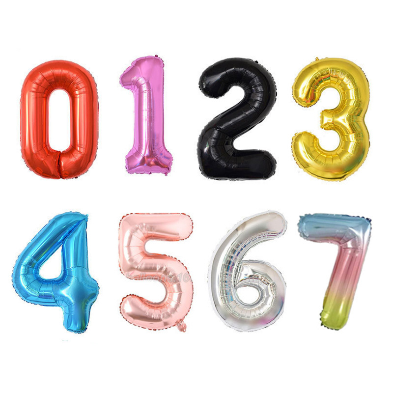 クロスボーダーバラ金40インチ大サイズ美版数字多色誕生日パーティー装飾用品アルミ膜風船卸売り|undefined