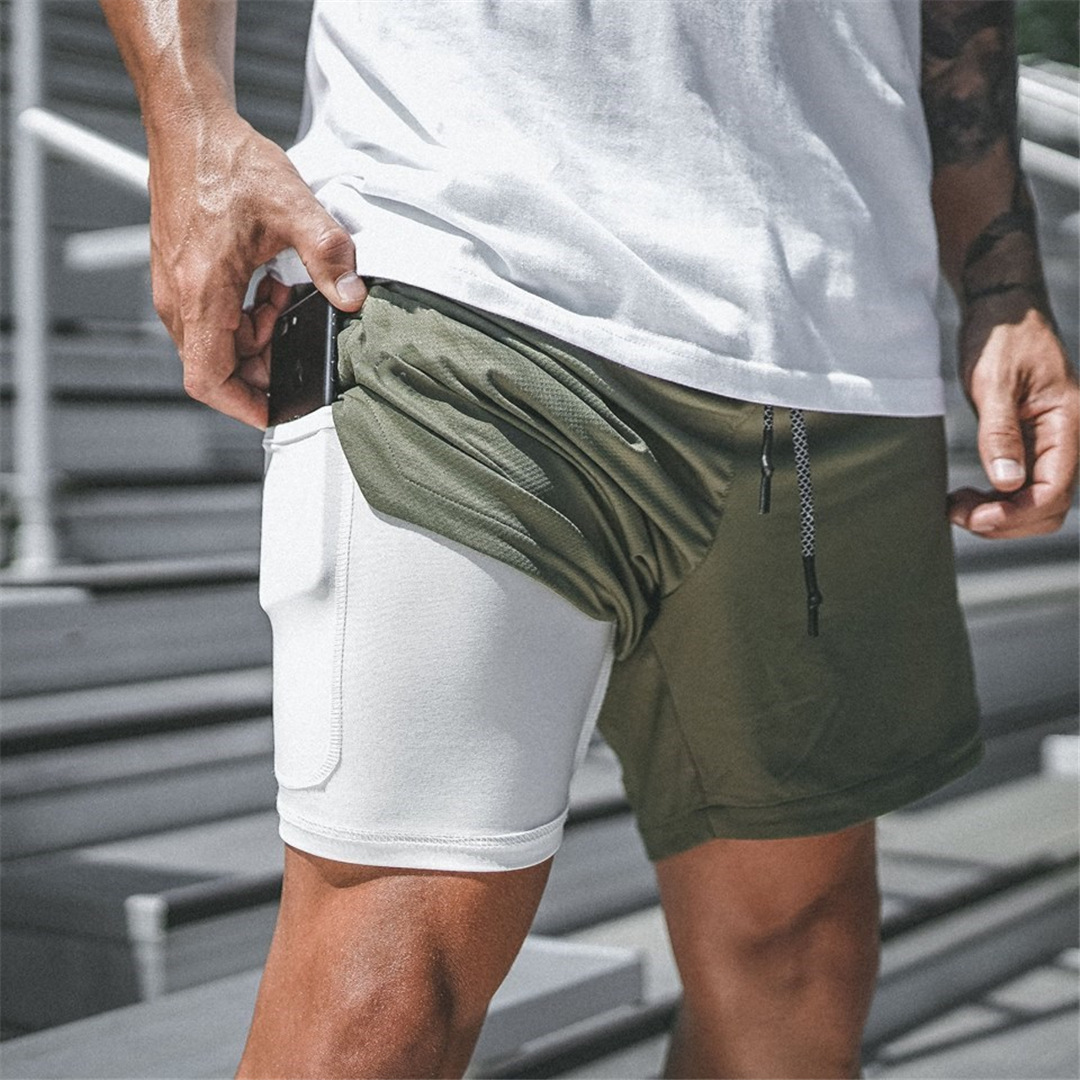 Foreign Trade Explosions Casual Shorts Beach Pants Men's Large Size Double Layer Sports Pants Mesh Running Pants Fitness Training Pants