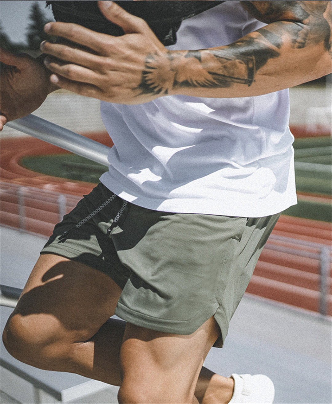 Foreign Trade Explosions Casual Shorts Beach Pants Men's Large Size Double Layer Sports Pants Mesh Running Pants Fitness Training Pants