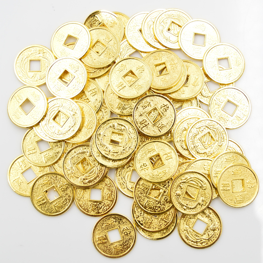Fortune tree Crafts accessories copper coins/alloy copper coins 2.0cm Golden Lucky Dragon and Phoenix copper coins epoxy accessories