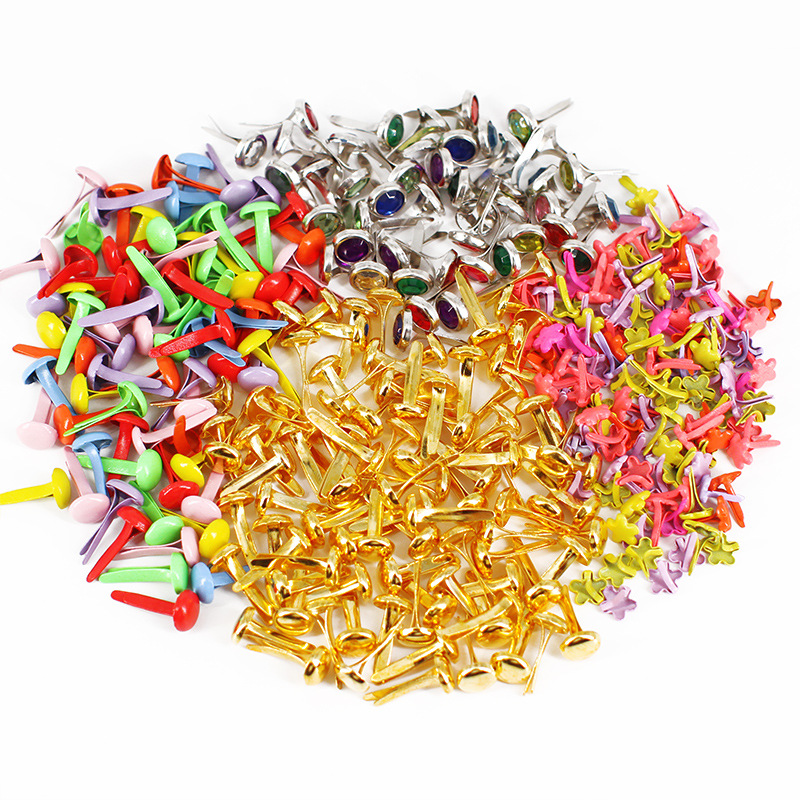 8MM7MM round two-foot nail Children DIY handmade material two-foot nail gold silver two-corner nail 