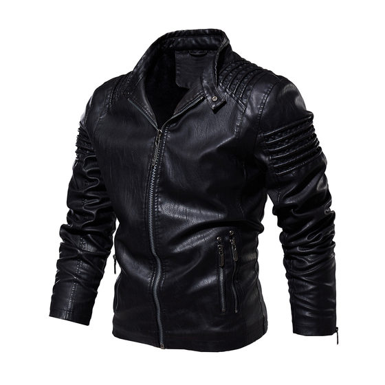 (Copyright) WISH Amazon Autumn and Winter Leather Clothes European and American Fashion Leather Jacket Men's Large Size Leather