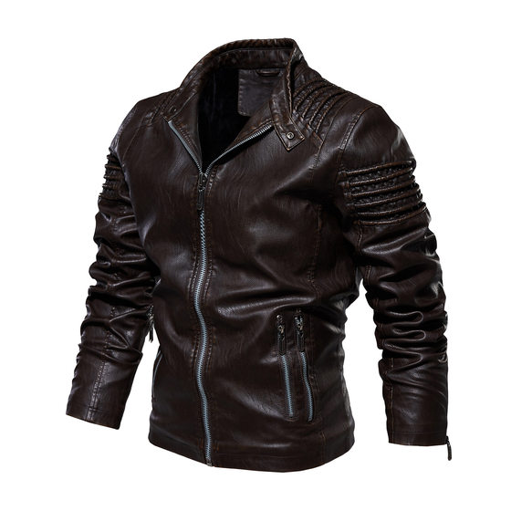 (Copyright) WISH Amazon Autumn and Winter Leather Clothes European and American Fashion Leather Jacket Men's Large Size Leather