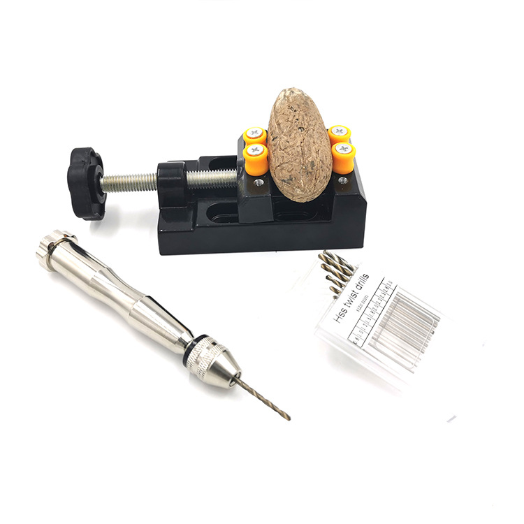 Cross-border hot-selling text play kit hand-carved perforated pcb mini drill hand-twisted drill clamp set