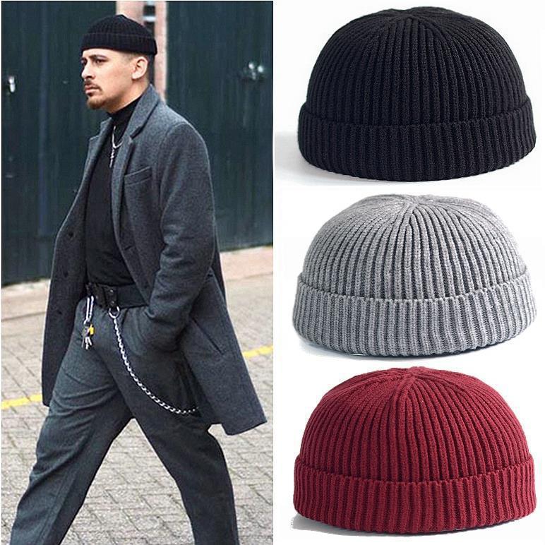 2020 Cold Hat Men's Melon Hat Winter Women's Autumn and Winter Solid Color Watermelon Knitted Wool Hat Pullover Ski Hat