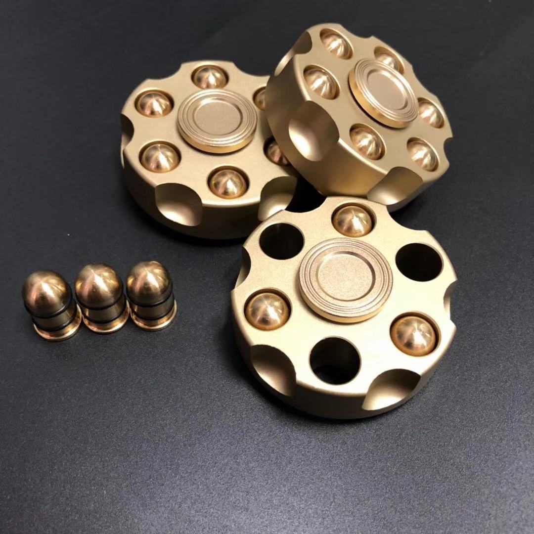New pure copper fingertip gyro revolver bullet detachable pistol EDC rotating adult casual finger toy