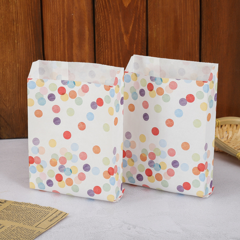Wholesale flat mouth film packaging paper bag envelope bag color printing bread bag oil-proof baking food packaging bag