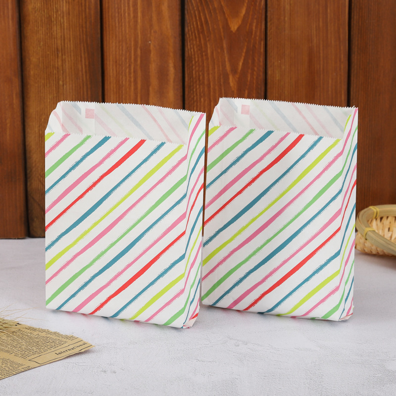 Wholesale flat mouth film packaging paper bag envelope bag color printing bread bag oil-proof baking food packaging bag