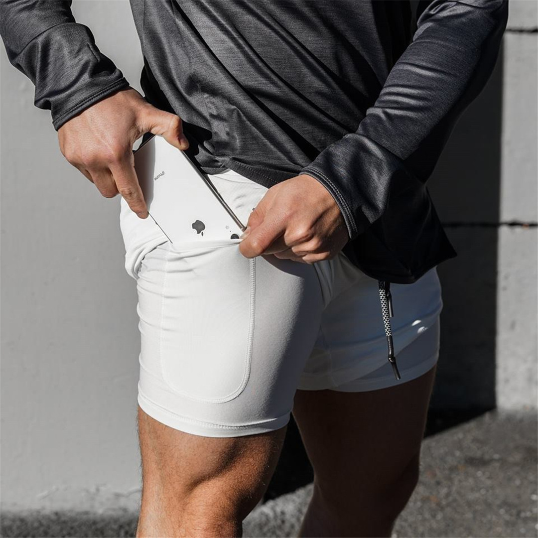 Foreign Trade Explosions Casual Shorts Beach Pants Men's Large Size Double Layer Sports Pants Mesh Running Pants Fitness Training Pants