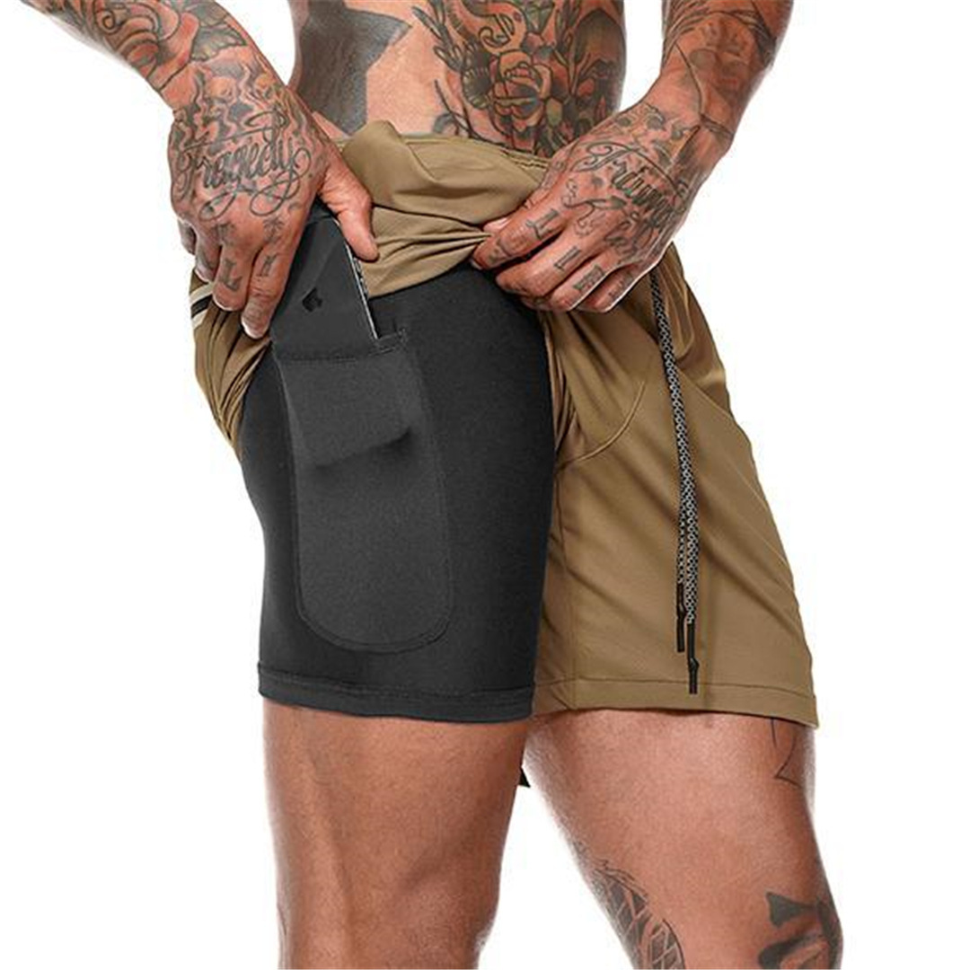 Foreign Trade Explosions Casual Shorts Beach Pants Men's Large Size Double Layer Sports Pants Mesh Running Pants Fitness Training Pants