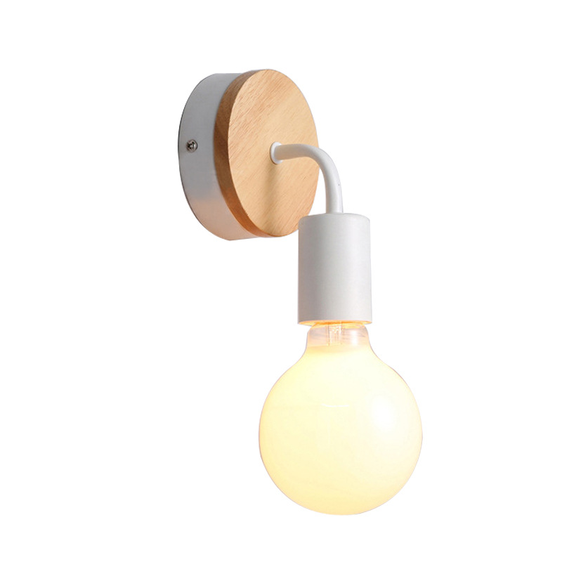 Nordic Post-modern Solid Wood Small Wall Lamp Simple Iron Mirror Headlight Bathroom Corridor Lamp Bedroom Bedside Wall Lamp