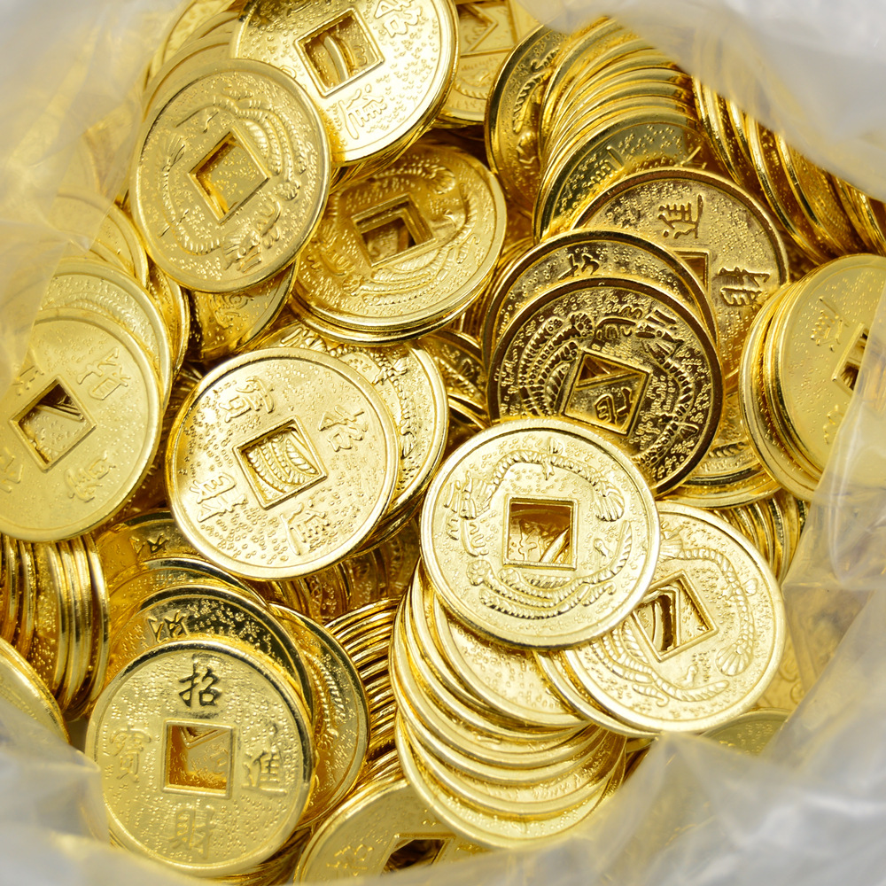 Fortune tree Crafts accessories copper coins/alloy copper coins 2.0cm Golden Lucky Dragon and Phoenix copper coins epoxy accessories