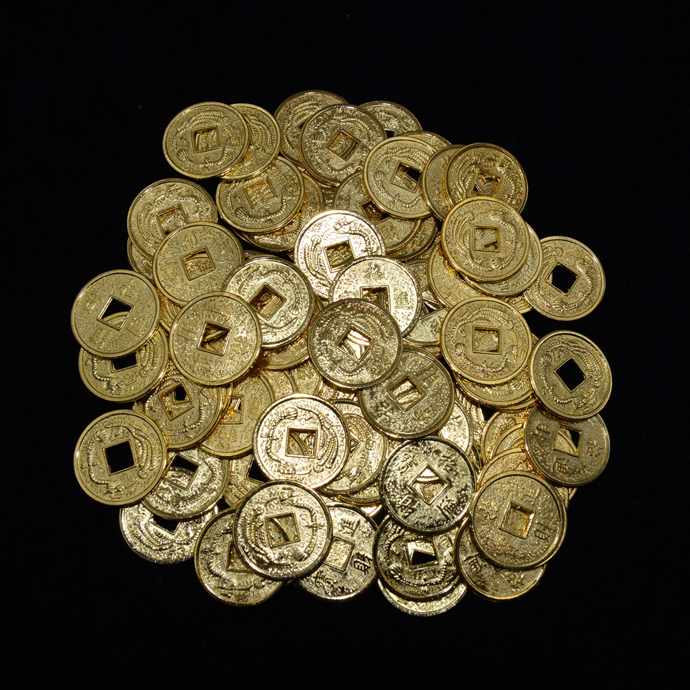 Fortune tree Crafts accessories copper coins/alloy copper coins 2.0cm Golden Lucky Dragon and Phoenix copper coins epoxy accessories