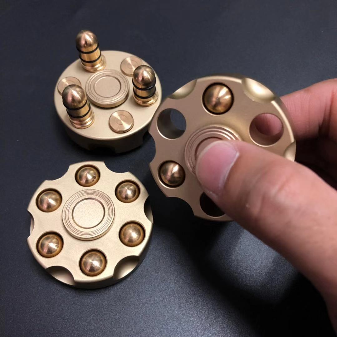 New pure copper fingertip gyro revolver bullet detachable pistol EDC rotating adult casual finger toy