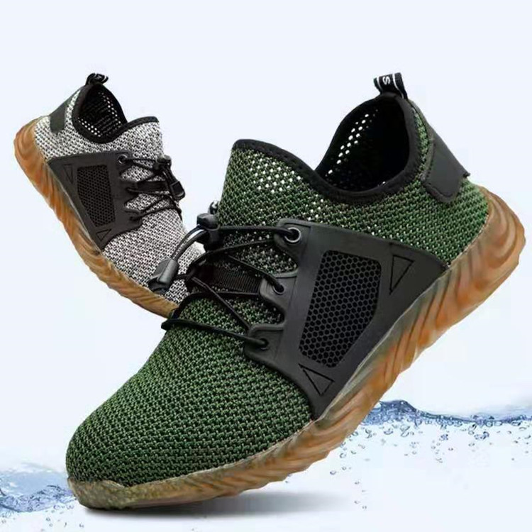 Cross-border safety shoes summer fly-woven breathable large mesh anti-smashing and anti-stab safety shoes