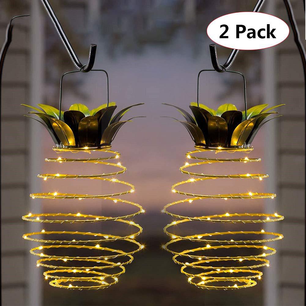 Cross-border hot solar lamp pineapple Iron Lantern led copper wire light string outdoor waterproof garden decoration hanging lamp