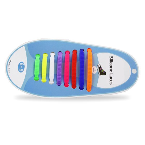 Amazon cross-border wholesale Joker adult children free I-shaped T-shaped 16 opp silicone lazy shoelaces