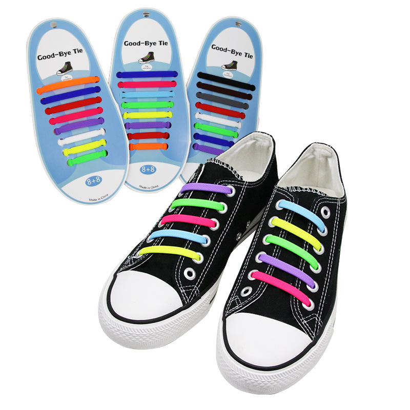 Factory Source tie-free sports casual colorful silicone shoelaces AliExpress wish recommend I-shaped lazy shoelaces