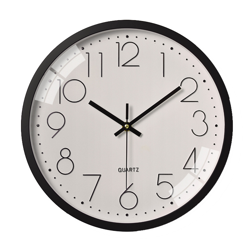 Plastic mute wall clock creative fashion living room stereo digital scale wall clock clock wholesale 12 inch 30cm
