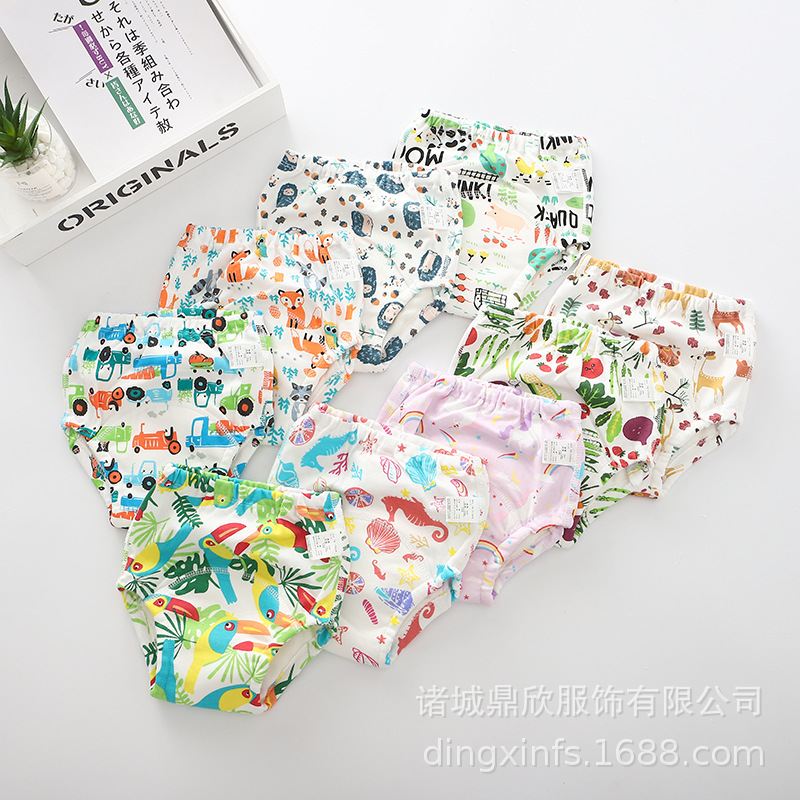 New infant toilet training underwear baby cotton yarn diaper practice pants washable diaper pants Four Seasons