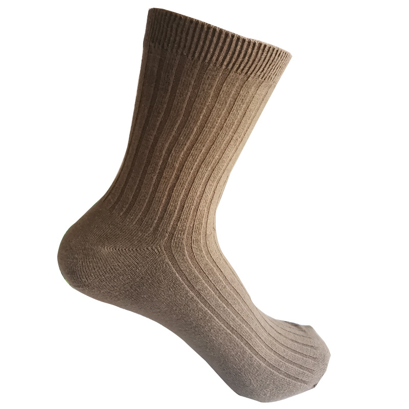 Winter thick men's double needle solid color cotton socks warm and comfortable vertical grain casual explosion long socks wholesale